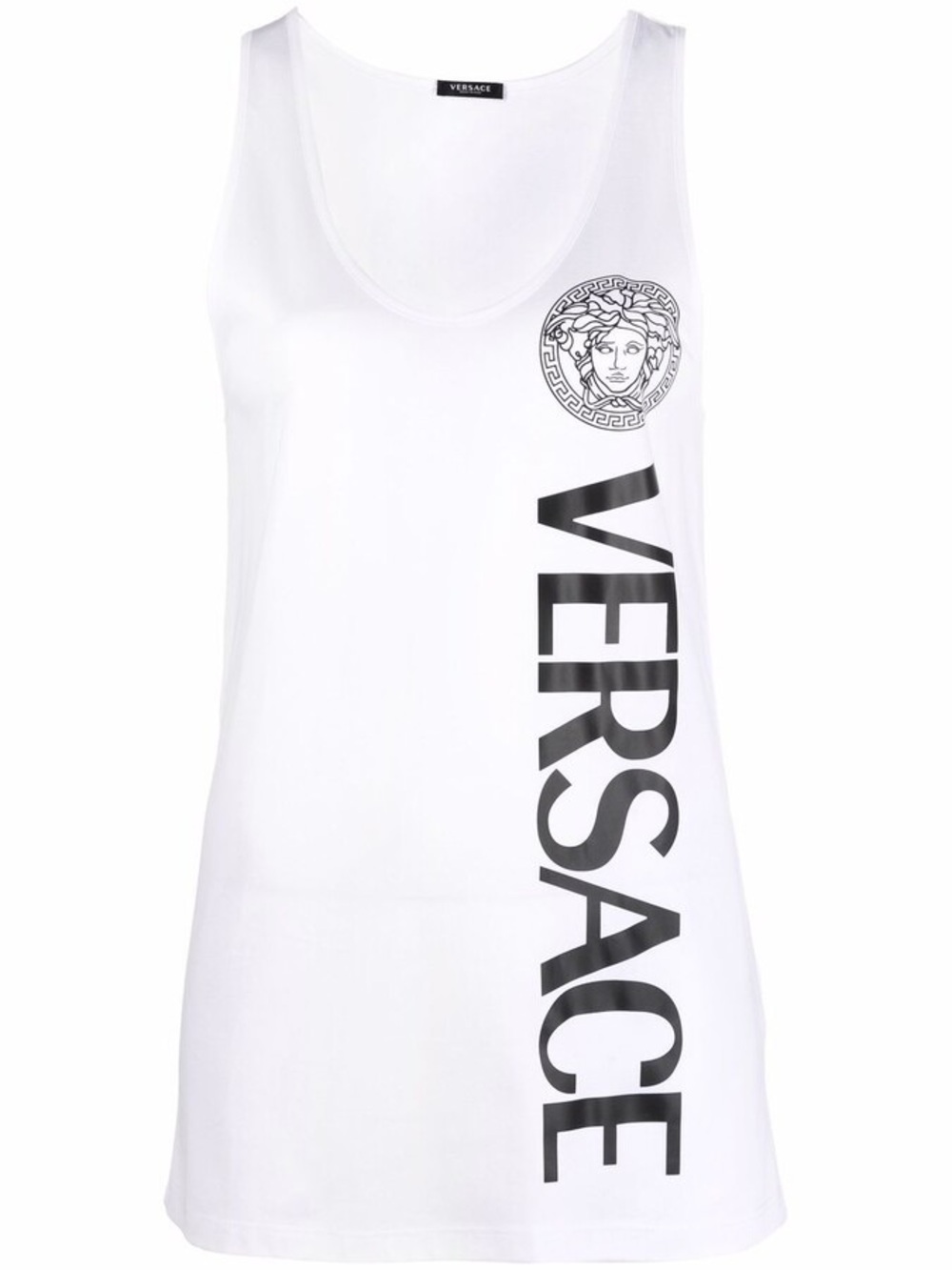 Versace Logo Cotton Women Graphic Tank White Size 44 IT 8 US NEW Designer Summer - Picture 5 of 12